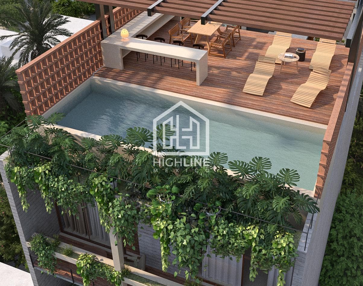 1-bedroom apartment with double-height ceilings, just steps from the beach, with a pool, PLAYA DEL CARMEN