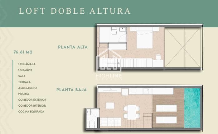1-bedroom apartment with double-height ceilings, just steps from the beach, with a pool, PLAYA DEL CARMEN