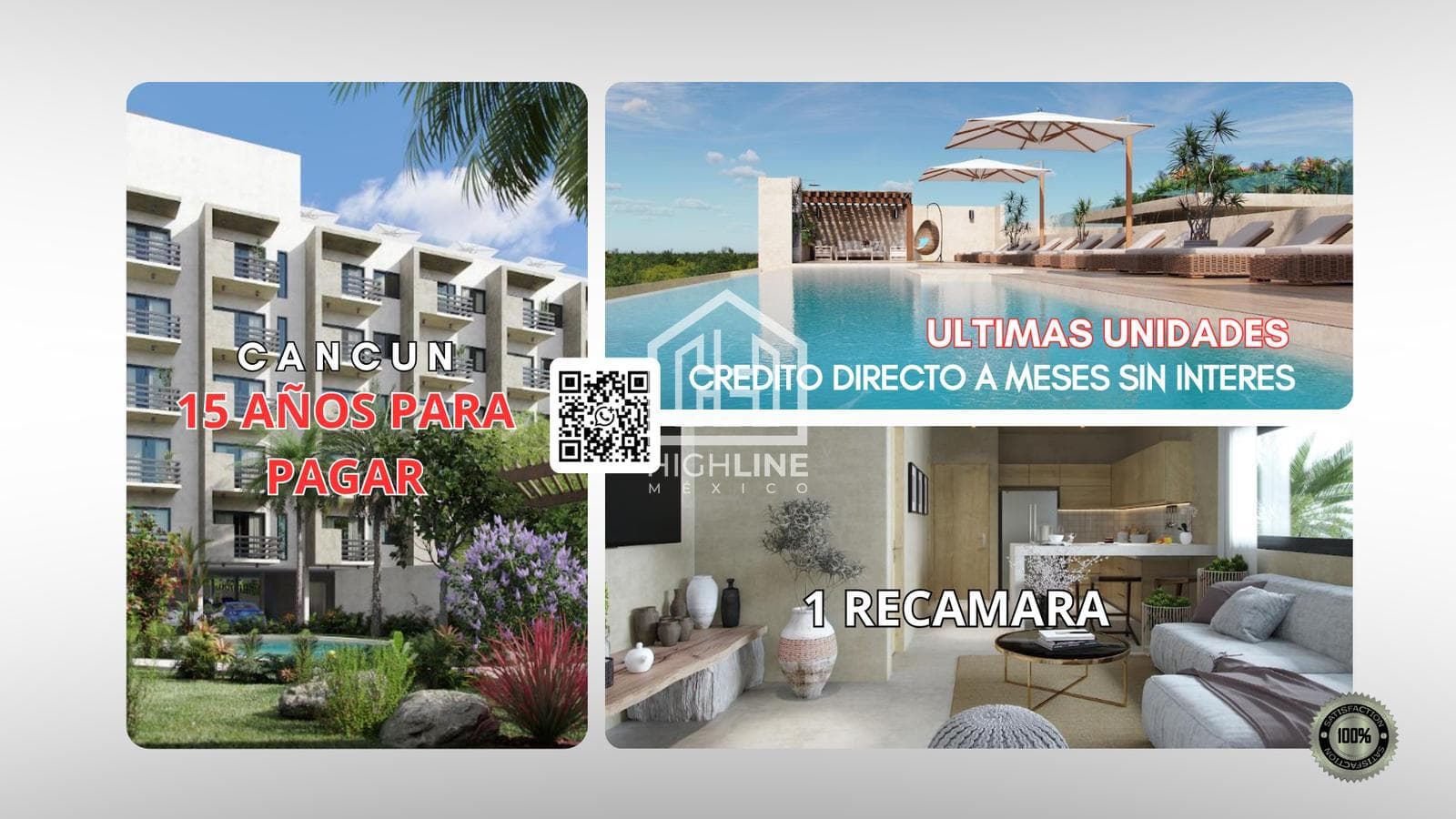 1-Bedroom Apartment in Cancún's Residential Area with Financing Options and No Credit Check Required