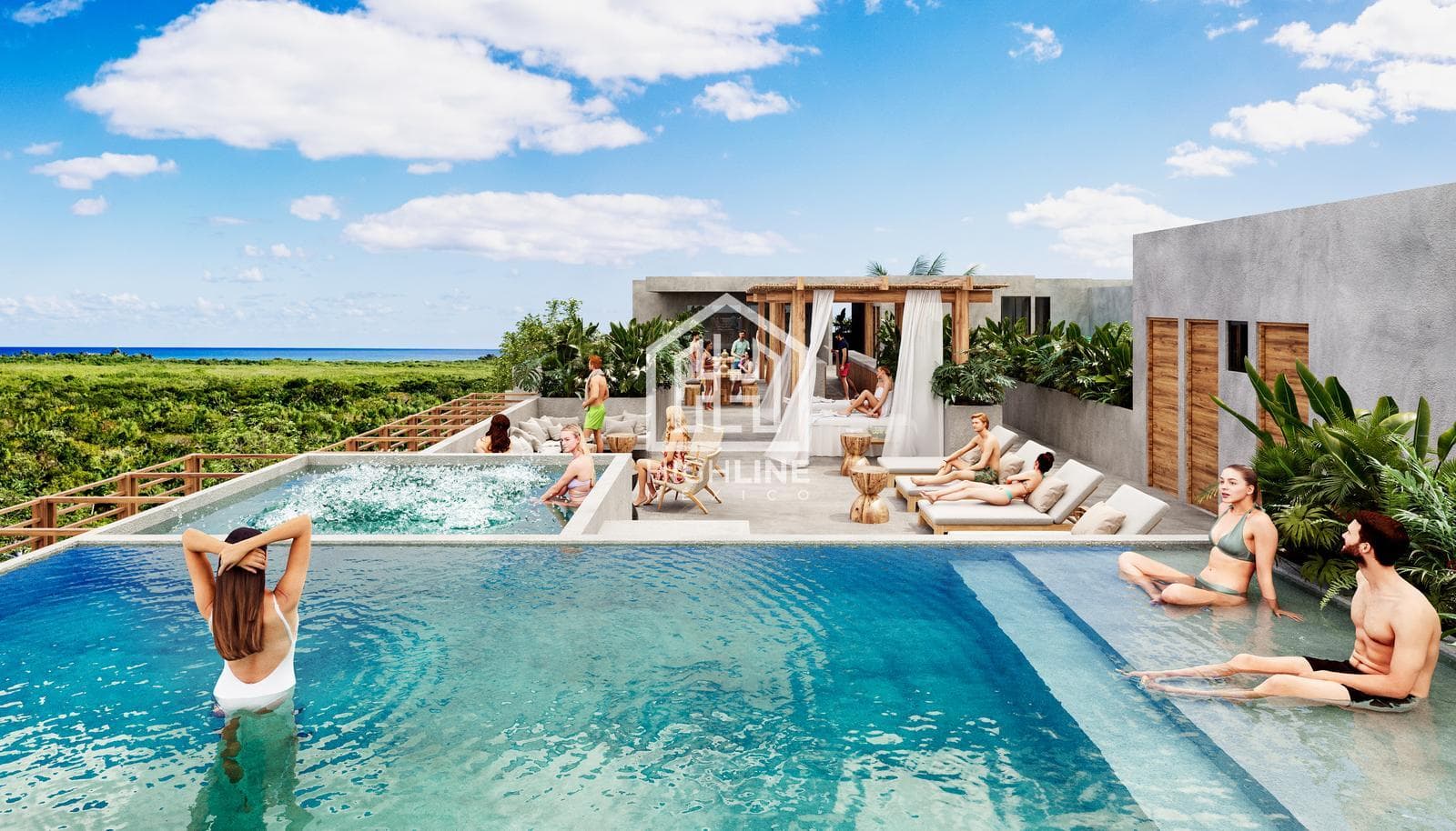 1-bedroom apartment for sale in Tulum with a pool, coworking space, gym, and pet-friendly