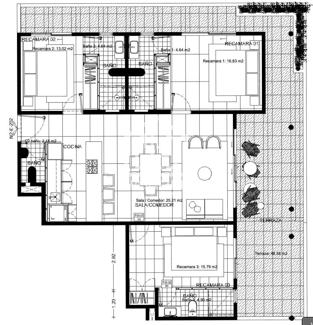 Apartment for Sale in Tulum: 3 Bedrooms, 15 Minutes from the Beach, Gym, Pet-Friendly