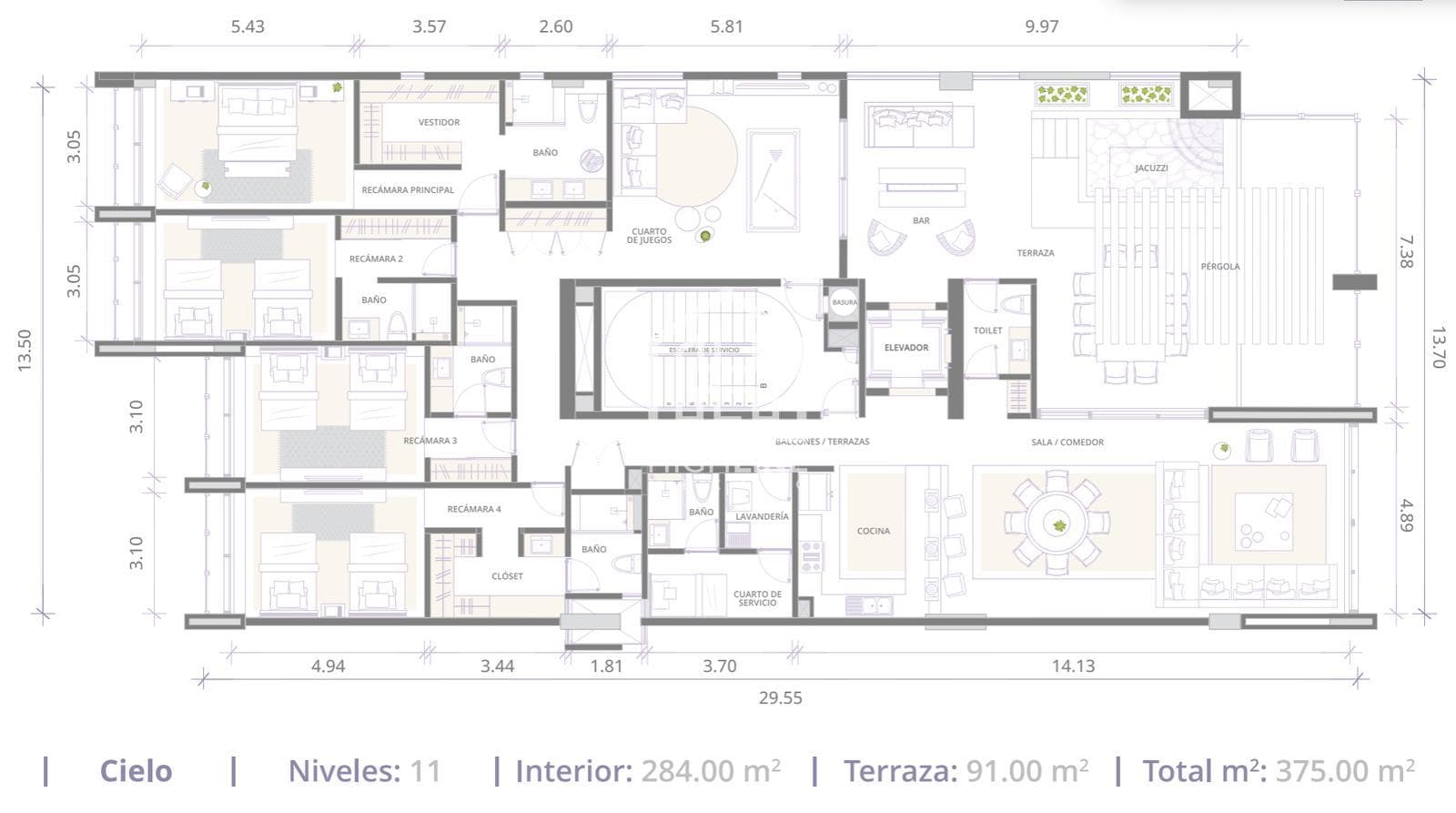 Penthouse for Sale in Cancún with Ocean Views | 4 Bedrooms | Private Beach Club | Padel Court