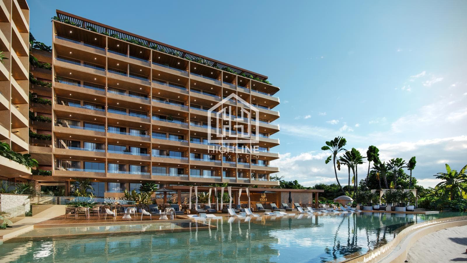 PENTHOUSE FOR SALE IN PUERTO MORELOS: 1 BEDROOM WITH BAR, SPA, AND OCEAN-VIEW POOL