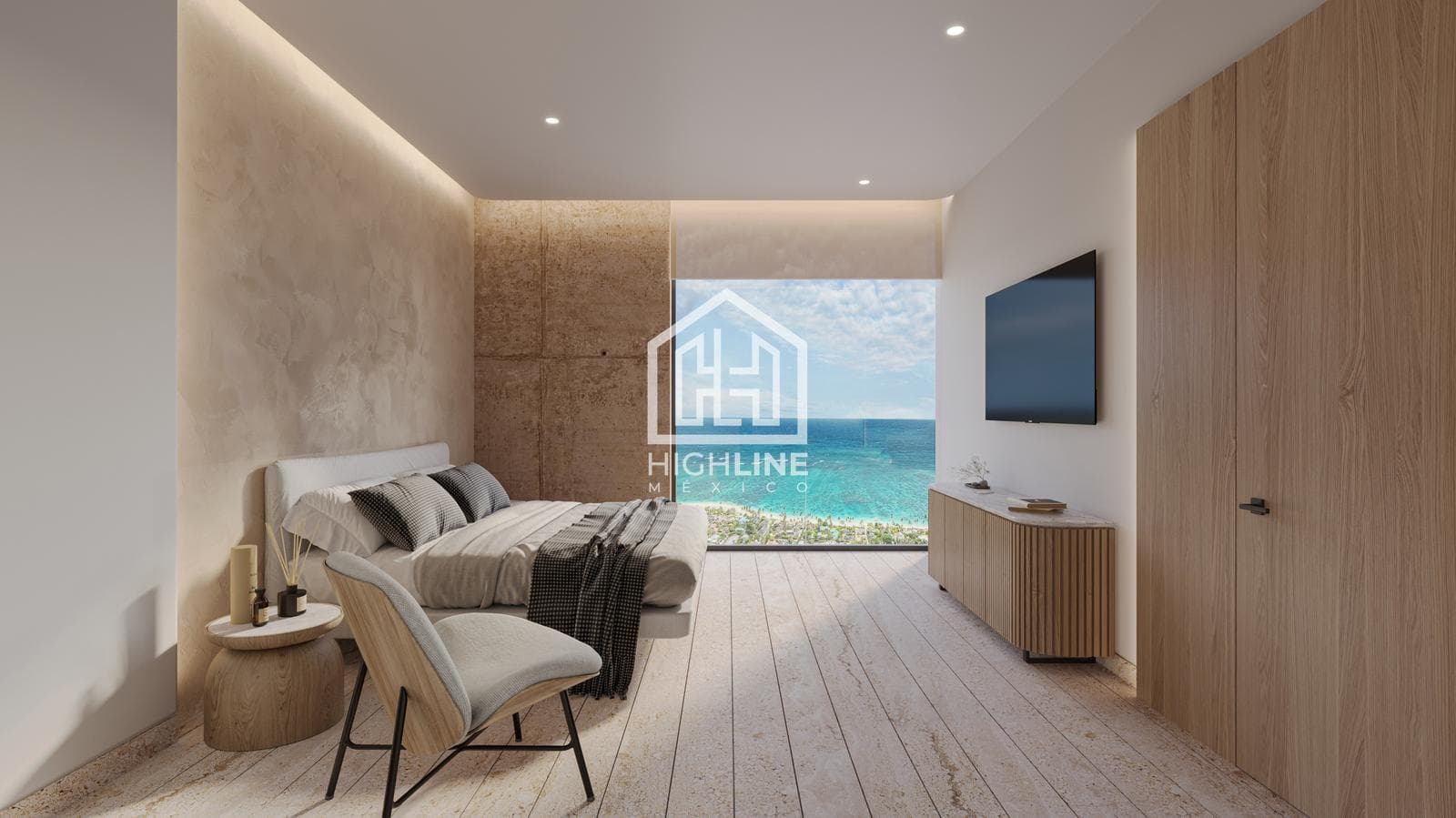STUDIO APARTMENT FOR SALE ON THE BEACHFRONT. PUERTO MORELOS. PRE-SALE.