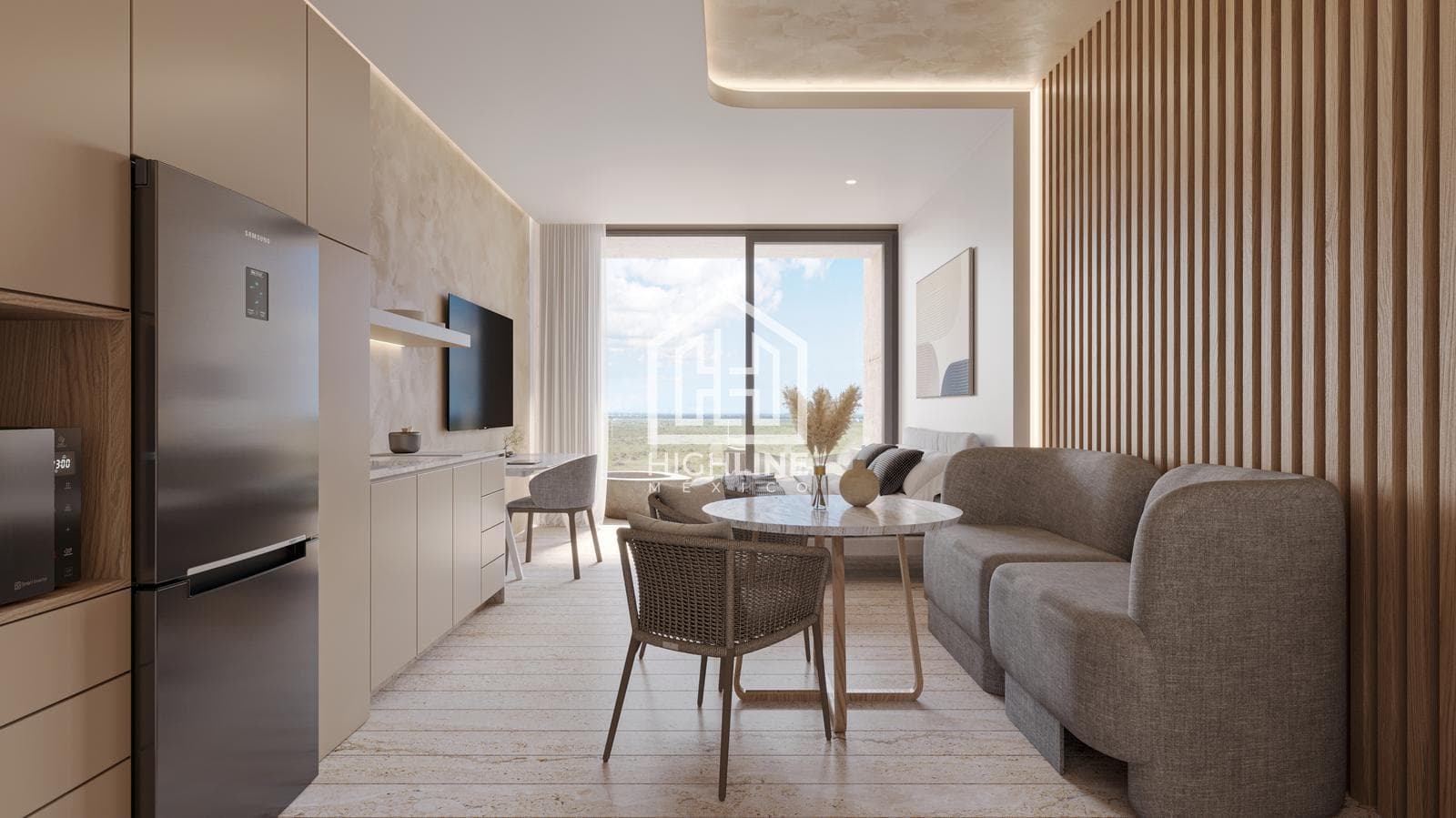 STUDIO APARTMENT FOR SALE ON THE BEACHFRONT. PUERTO MORELOS. PRE-SALE.