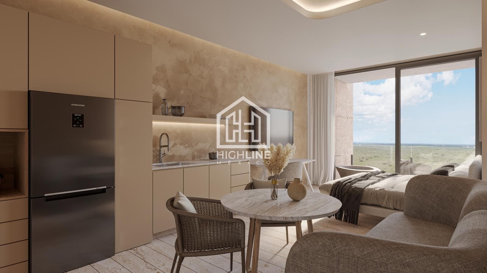STUDIO APARTMENT FOR SALE ON THE BEACHFRONT. PUERTO MORELOS. PRE-SALE.