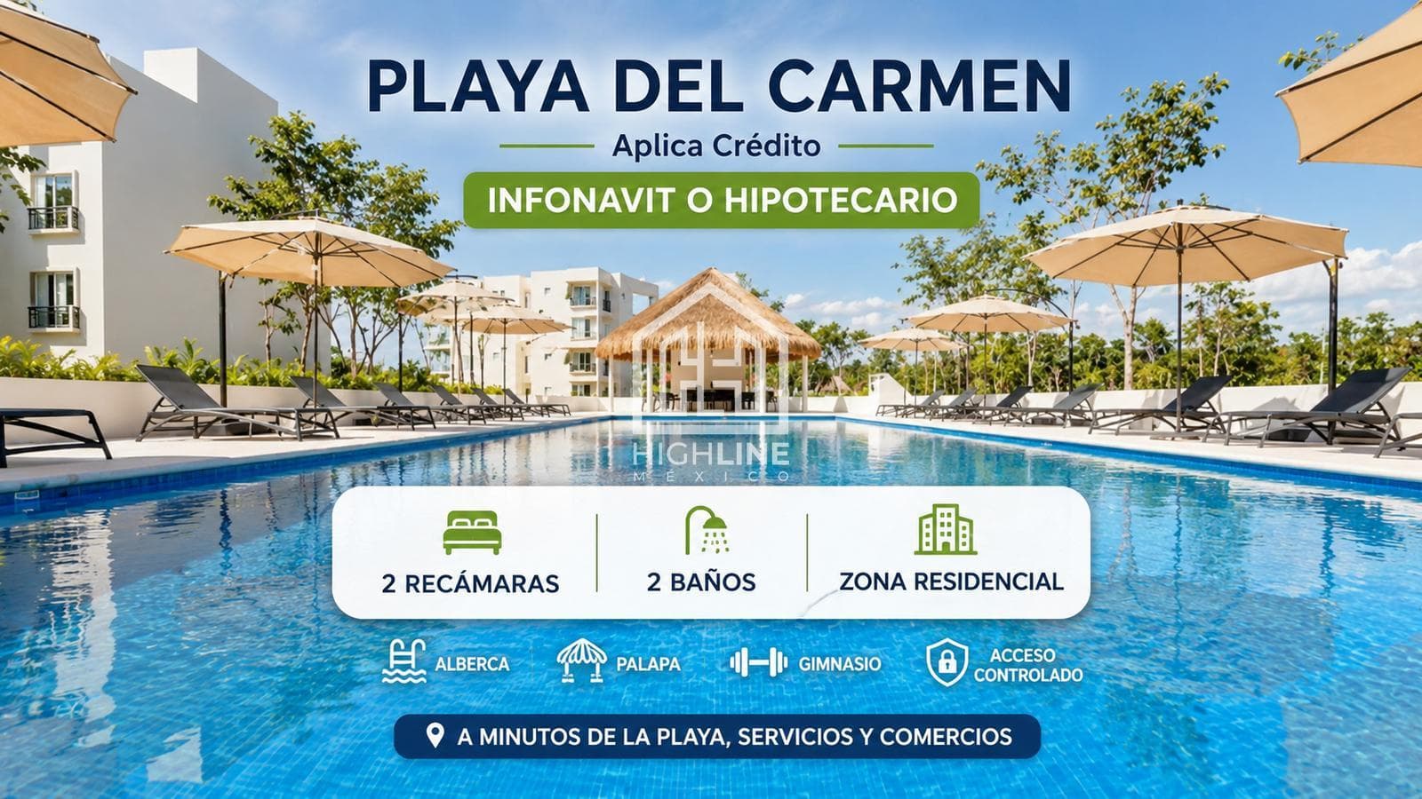 2-Bedroom Apartment in Playa del Carmen | INFONAVIT or Bank Loans Accepted | Padel Court