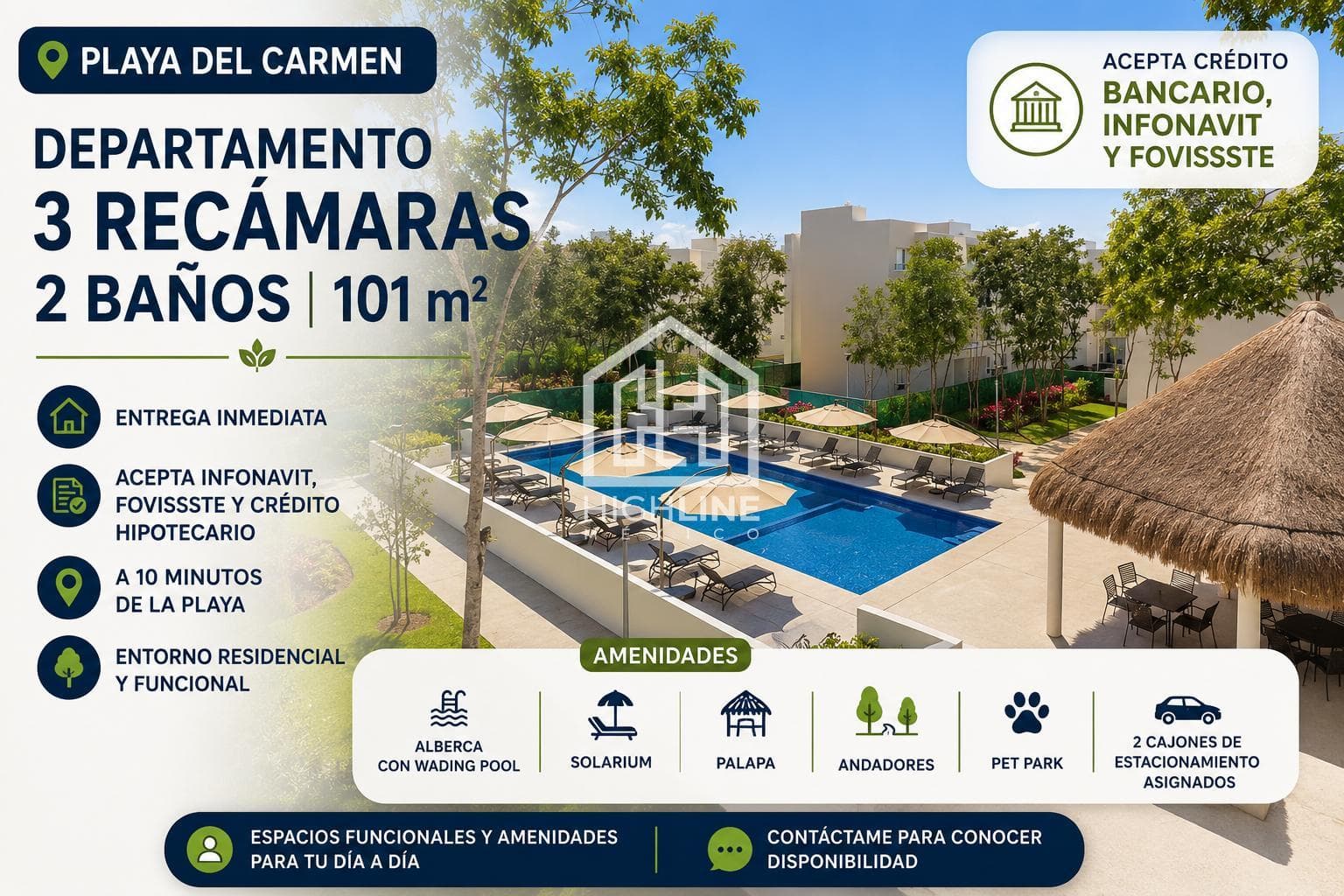3-Bedroom Apartment in Playa del Carmen, 10 Minutes from the Beach | Pet-Friendly | Accepts Credit Cards