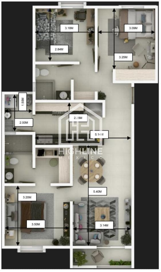3-Bedroom Apartment in Playa del Carmen, 10 Minutes from the Beach | Pet-Friendly | Accepts Credit Cards