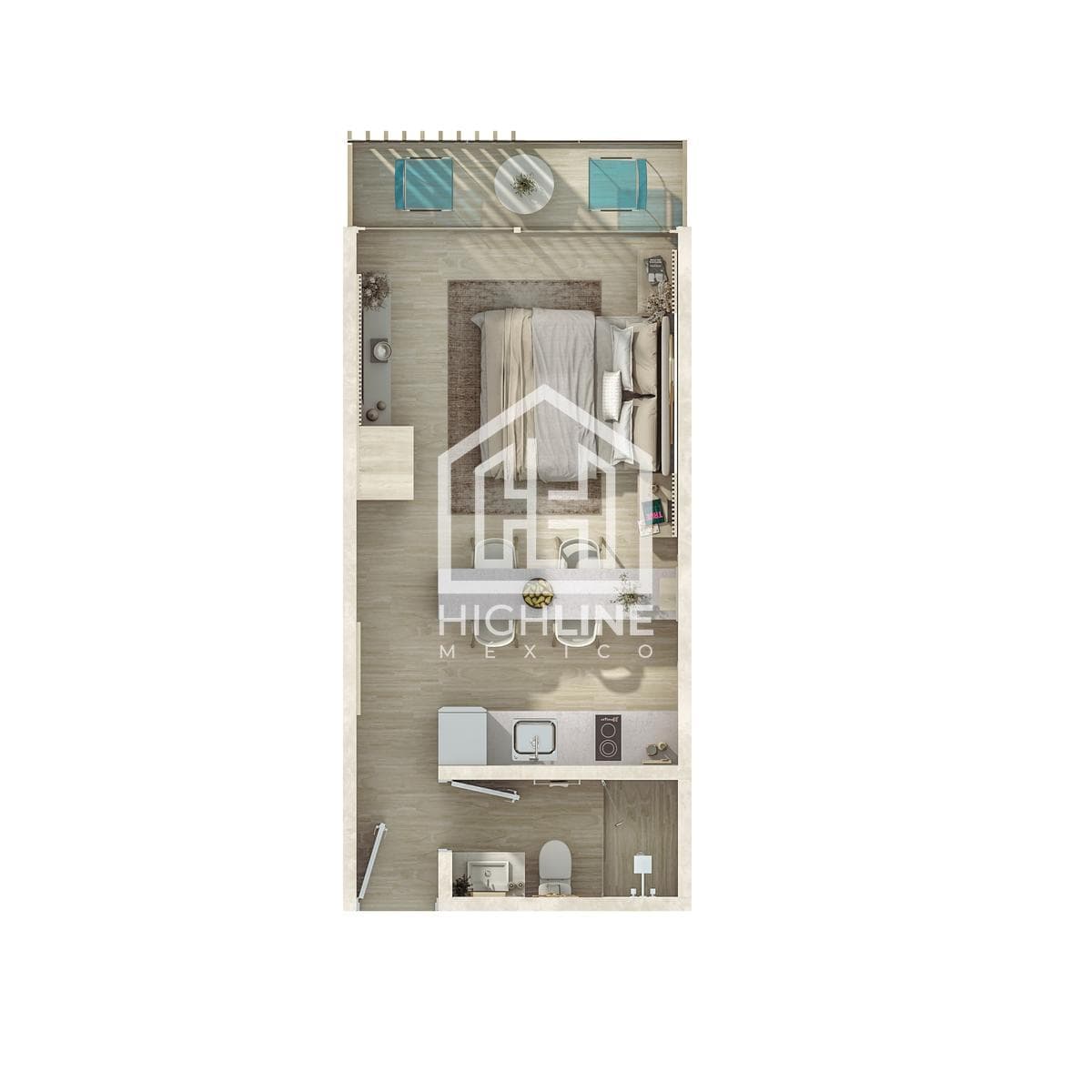Studio apartment in Playa del Carmen, a 4-minute walk from the beach, offers high potential for capital appreciation
