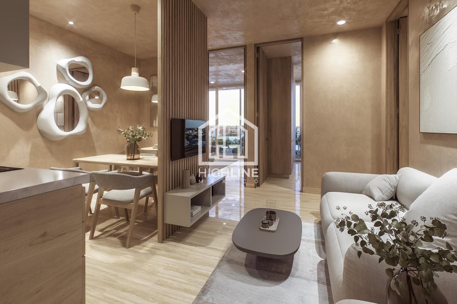 2-bedroom apartment for sale, a 4-minute walk from the beach, with a gym and an infinity pool