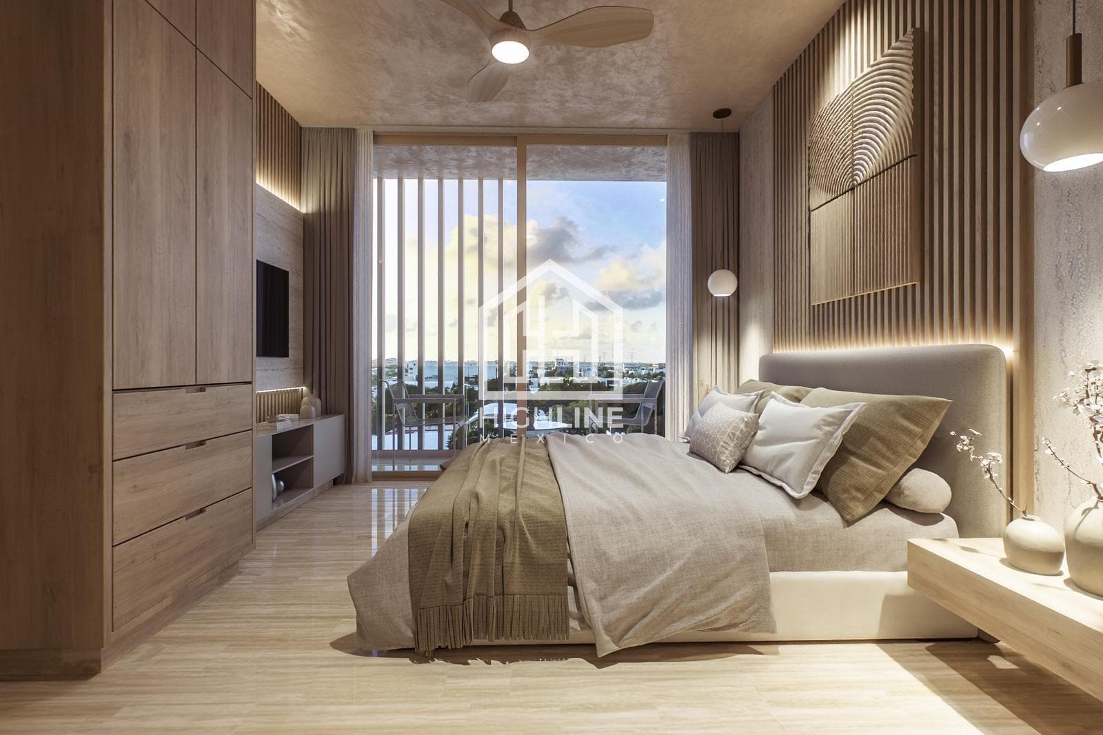 2-bedroom apartment for sale, a 4-minute walk from the beach, with a gym and an infinity pool