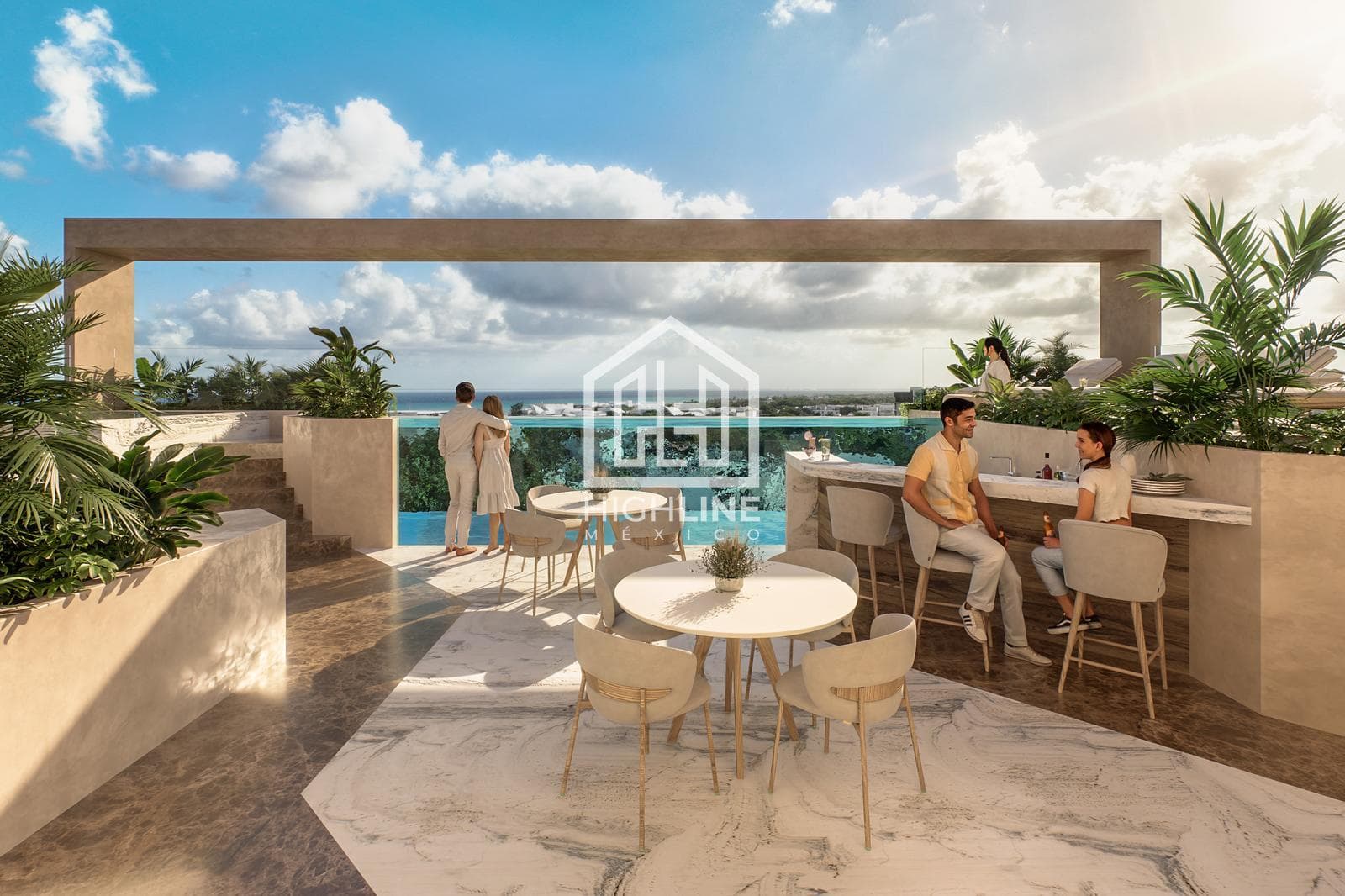 2-bedroom apartment for sale, a 4-minute walk from the beach, with a gym and an infinity pool