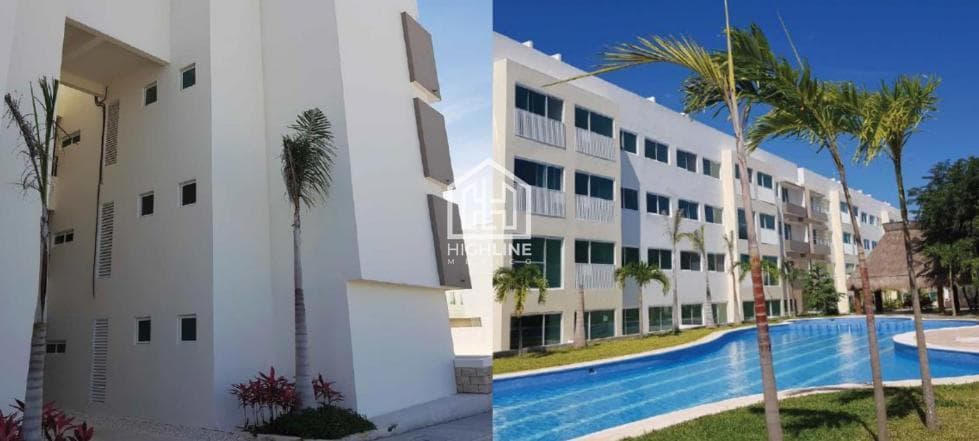 APARTMENT IN PLAYA DEL CARMEN, 2 BEDROOMS FOR SALE, SWIMMING POOL, 10 MINUTES FROM THE BEACH