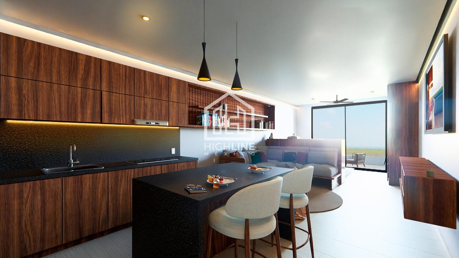 STUDIO APARTMENT WITH TERRACE FOR SALE. PUERTO MORELOS. ROOFTOP, GYM, AND POOL.