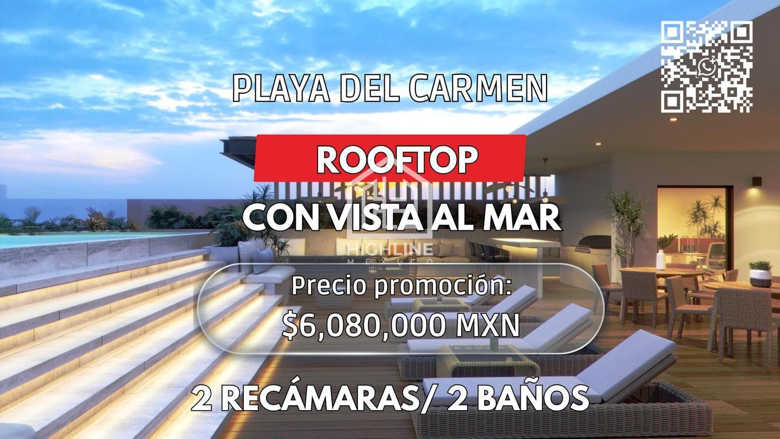 2-BEDROOM APARTMENT | PLAYA DEL CARMEN | HIGH CAPITAL GAINS AND ROI | WITH A POOL