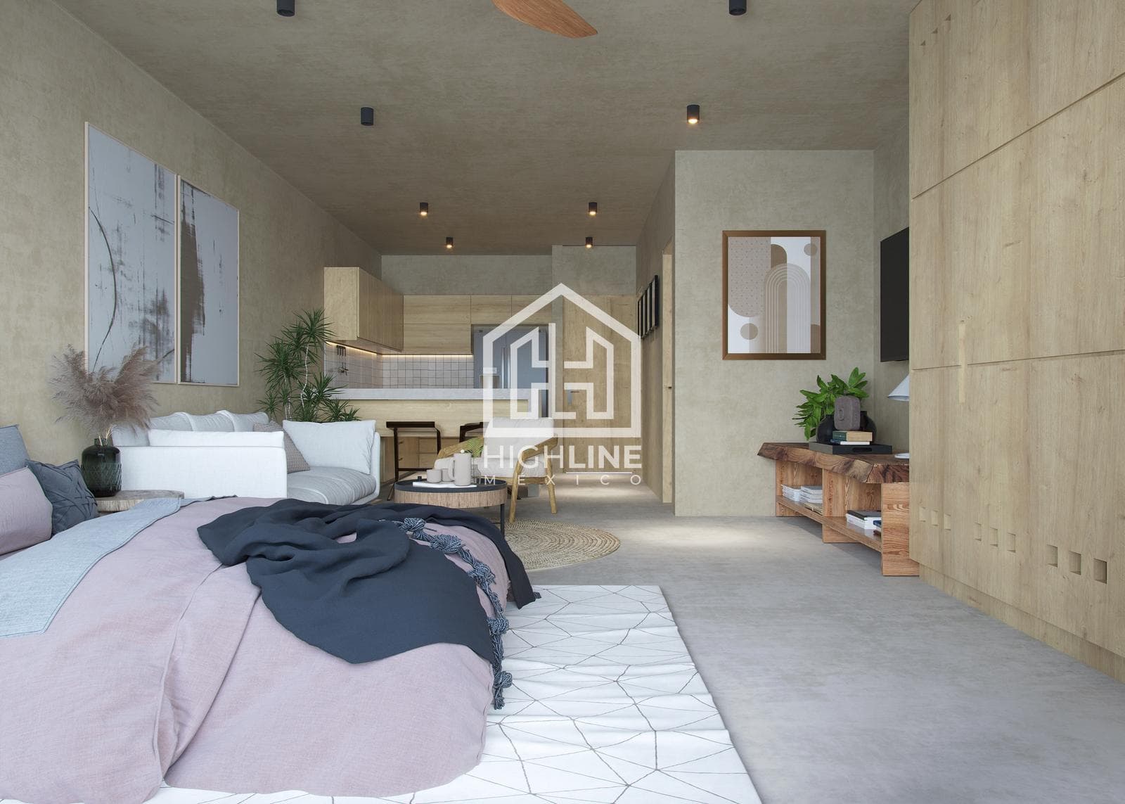 Studio apartment in Cancún, 15-year in-house financing, gym, infinity pool