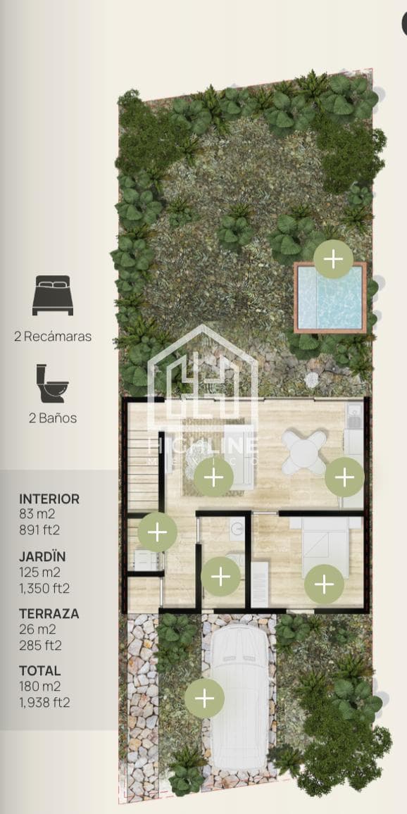 2-BEDROOM HOUSE FOR SALE / TULUM / 10 MINUTES FROM THE BEACH / GYM / POOL / PRIVATE ROOFTOP.