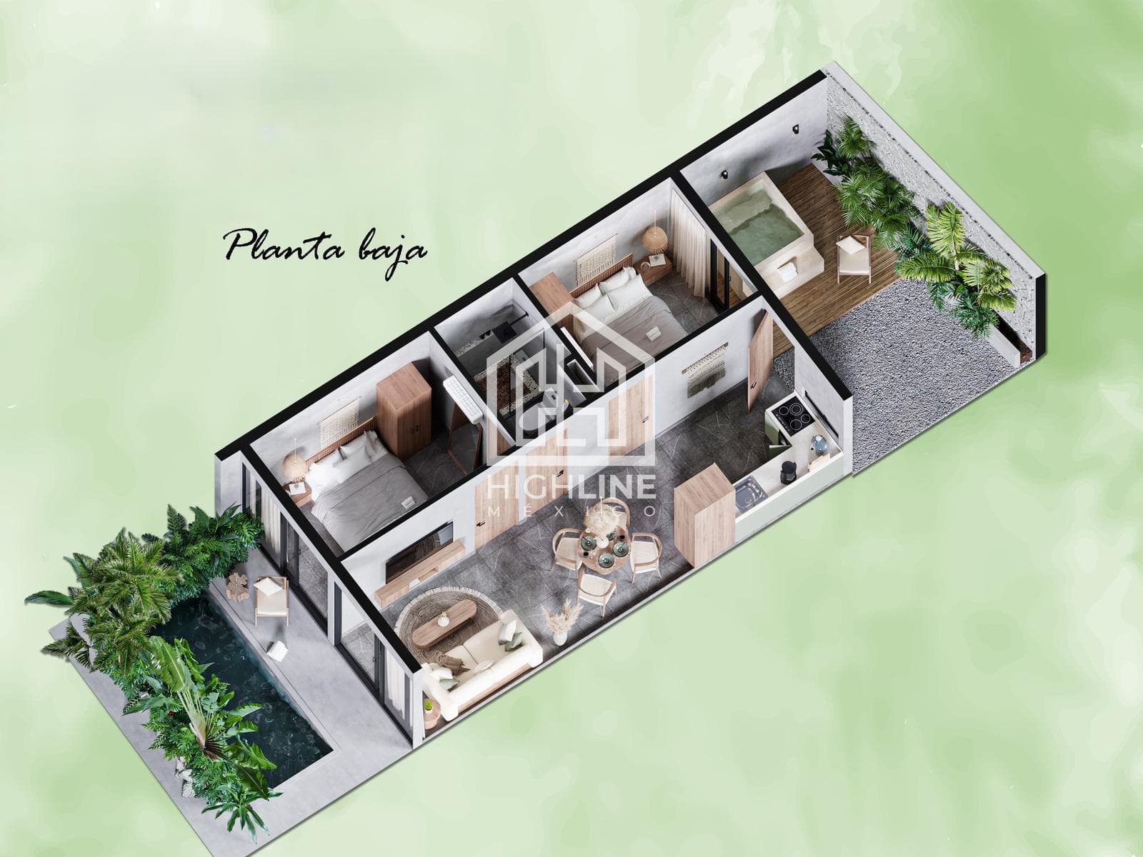 APARTMENT FOR SALE IN TULUM: 2 BEDROOMS WITH A POOL, YOGA AREA, AND SPA