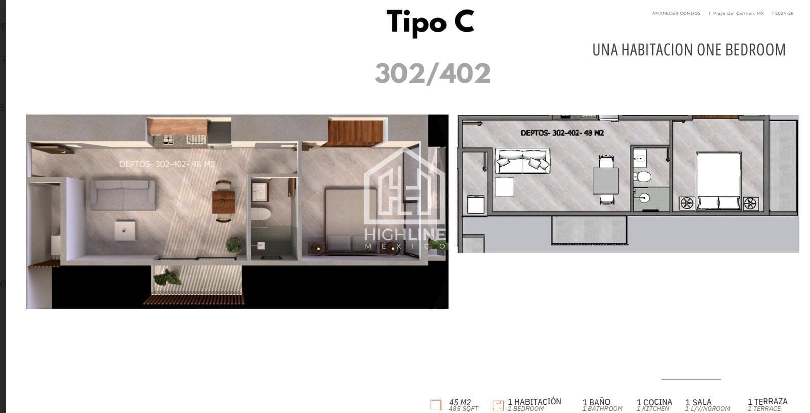 APARTMENT FOR SALE IN PLAYA DEL CARMEN: 1 BEDROOM, POOL, GYM, CRYPTO ROI