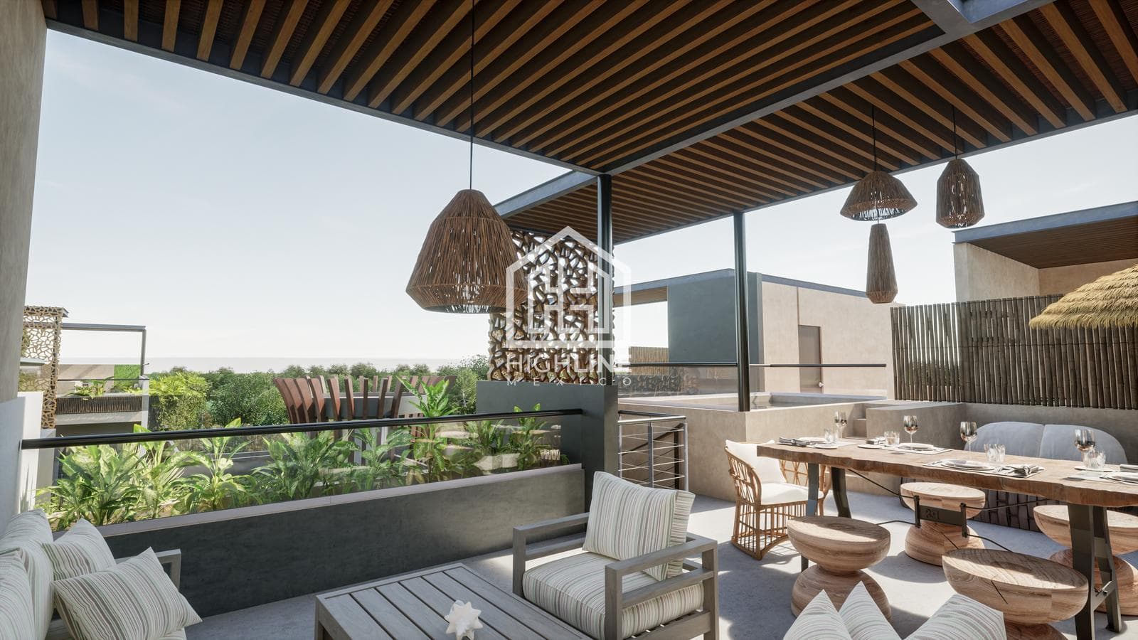 APARTMENT FOR SALE IN TULUM: 2 BEDROOMS WITH A HOME THEATER, POOL, FIRE PITS, ROOFTOP, YOGA ROOM, SPA, AND TEMAZCAL