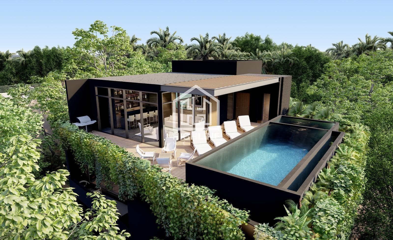 TWO-BEDROOM APARTMENT FOR SALE IN TULUM WITH A POOL AND SUN DECK, LOUNGE, GYM, AND STORAGE ROOMS IN THE BASEMENT