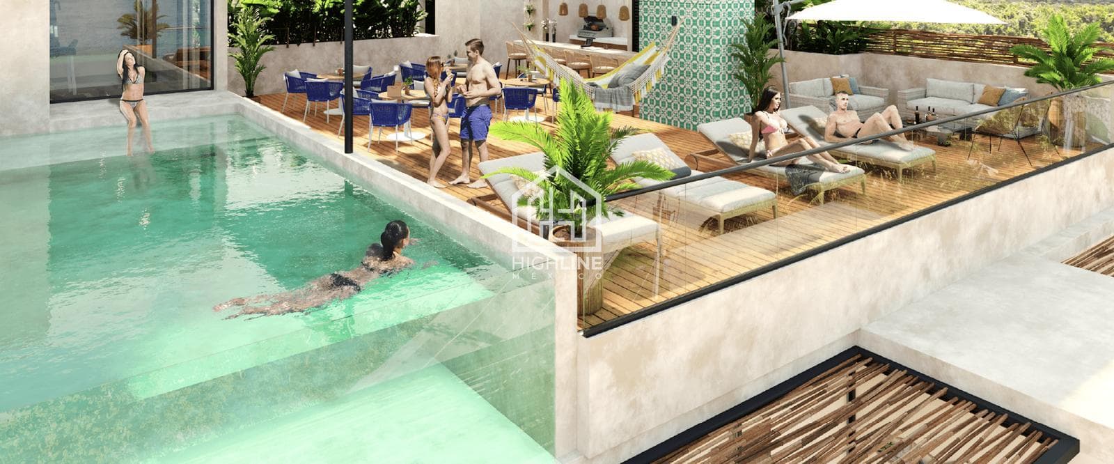 Apartment for sale in Cozumel with a rooftop ocean view and an infinity pool