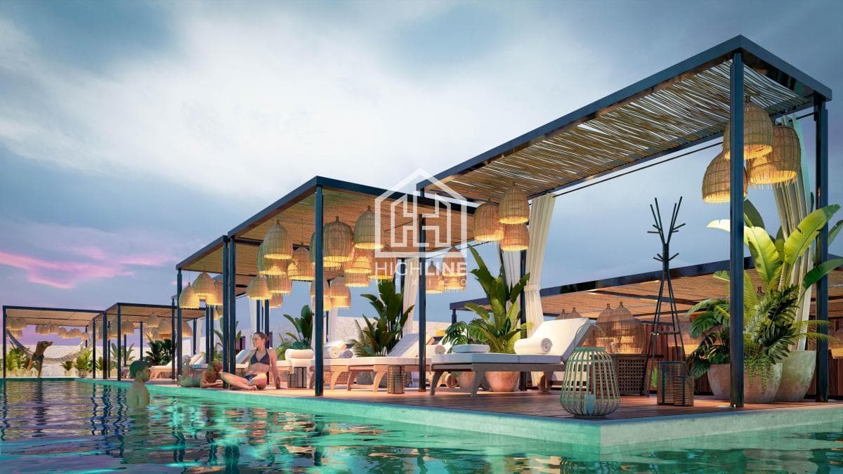 Loft for sale in Cancún, fully equipped with a pool, gym, and paddle tennis court