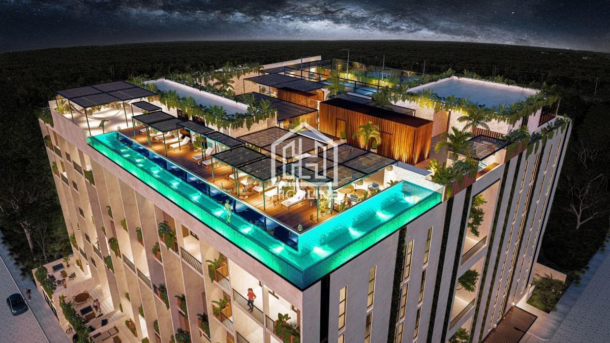 Loft for sale in Cancún, fully equipped with a pool, gym, and paddle tennis court