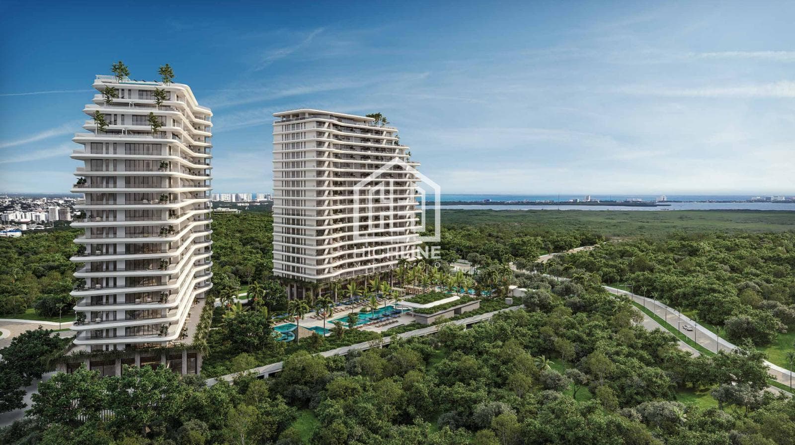 2-BEDROOM APARTMENT WITH A LIVING ROOM AND TERRACE. OCEAN AND LAGOON VIEWS IN CANCÚN. 50 LUXURY AMENITIES.