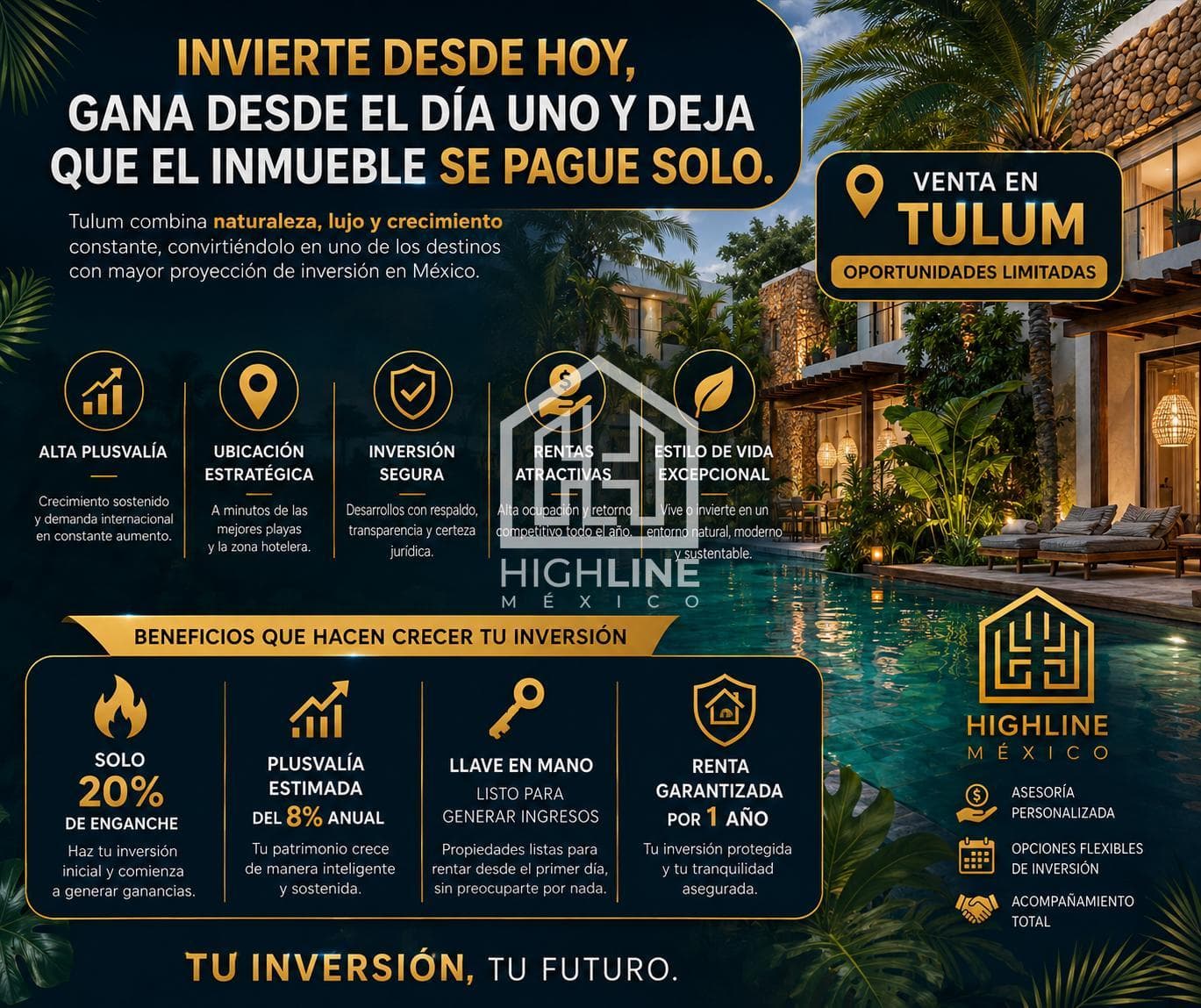 APARTMENT FOR SALE IN TULUM: 2 BEDROOMS WITH ROOFTOP, SPA, AND POOL