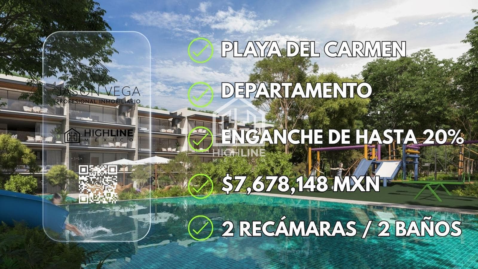 2-BEDROOM APARTMENT | PLAYA DEL CARMEN | EXCLUSIVE RESIDENTIAL AREA | WITH GYM