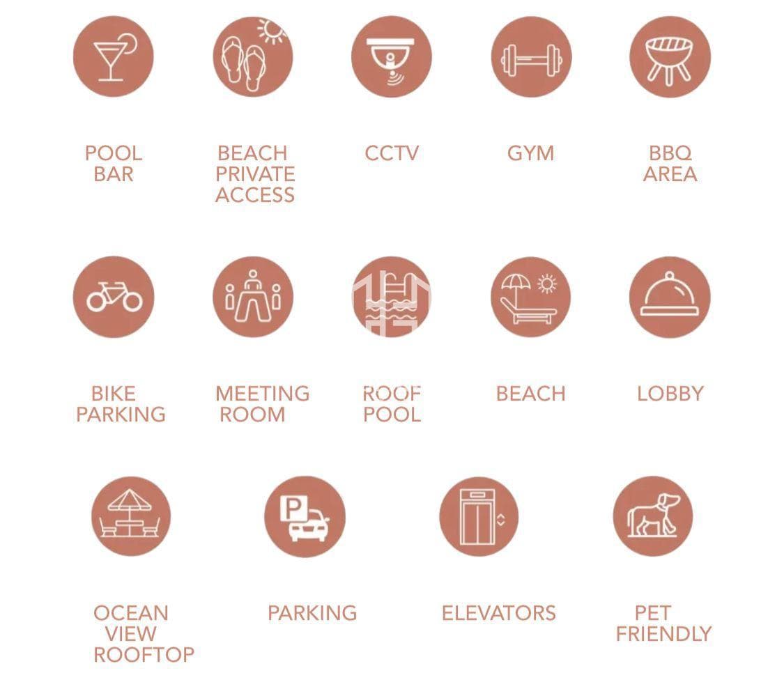 1-BEDROOM APARTMENT BEACHFRONT IN PUERTO MORELOS ELEVATORS GYM PRIVATE BEACH