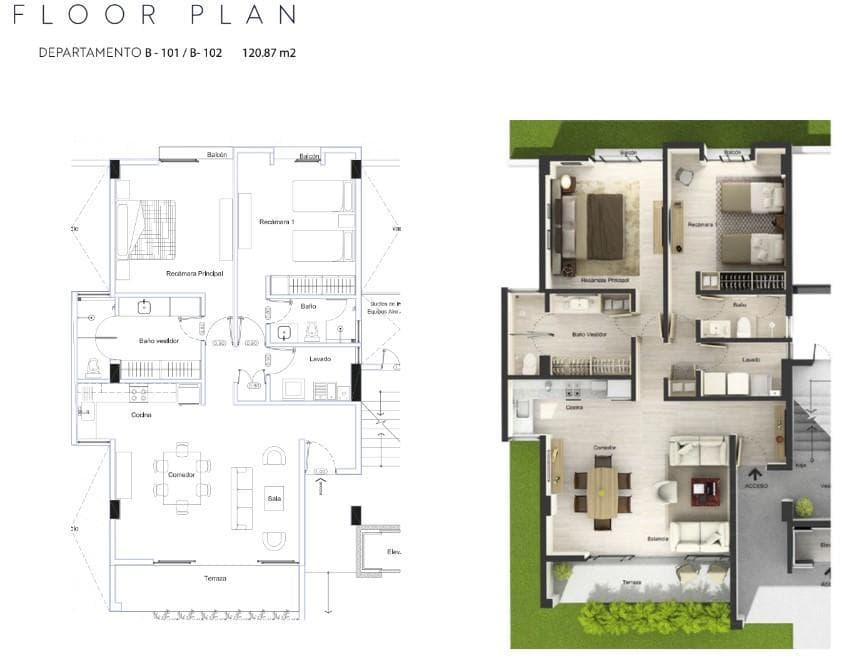 Pre-sale apartment in Huayacan on the ground floor with a garden