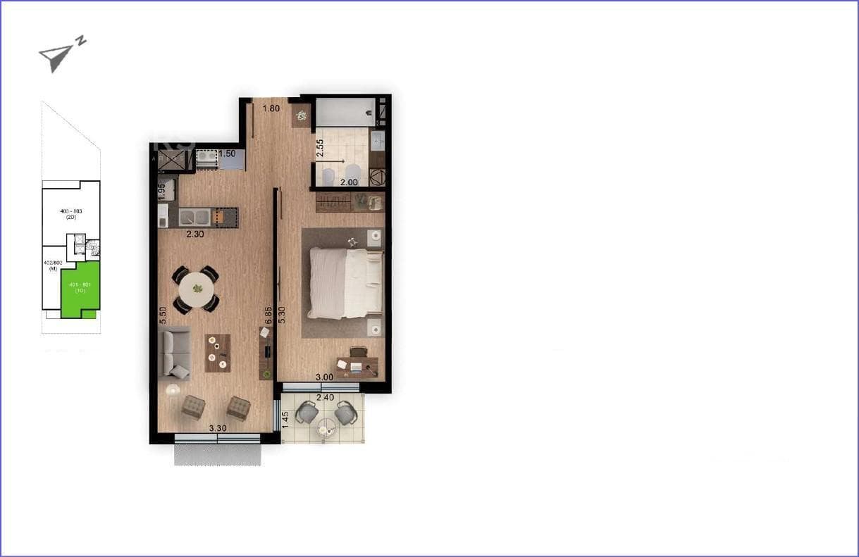 One-bedroom apartment for sale in Pocitos - 801