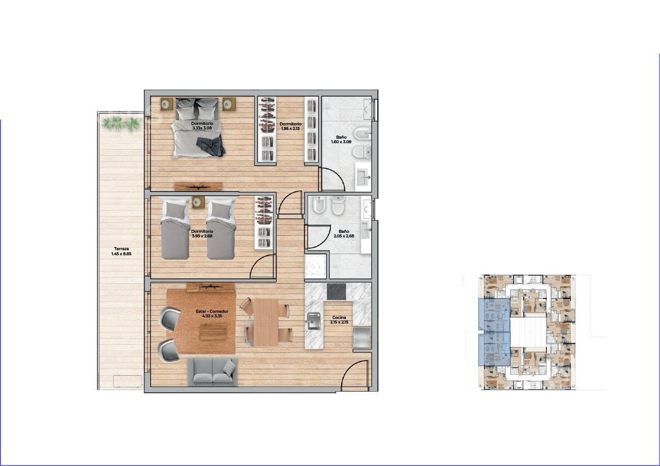 Apartamento de dos dormitorios en venta en Pocitos Nuevo - 102