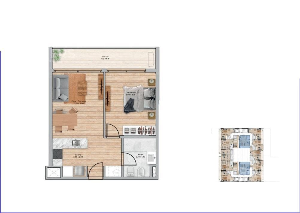 One-bedroom apartment for sale in Pocitos Nuevo - 210