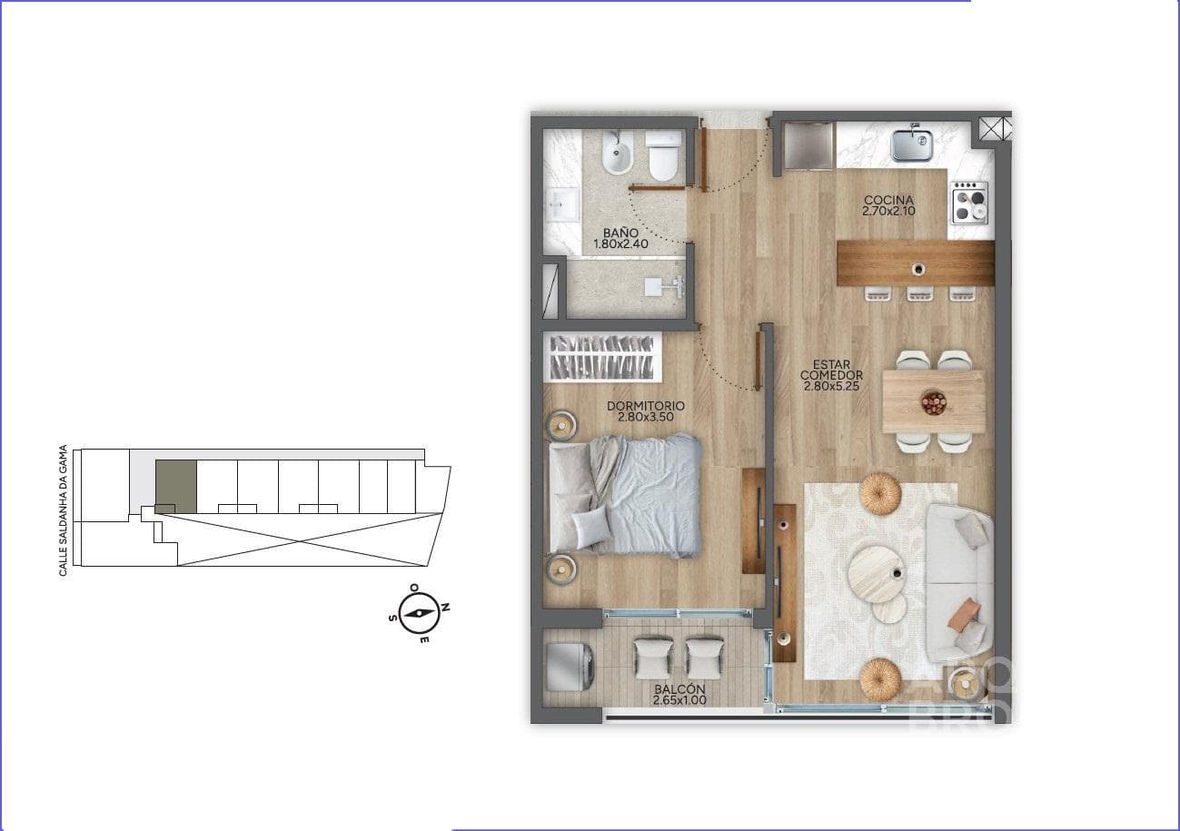 One-bedroom apartment for sale in Puerto Buceo - 203