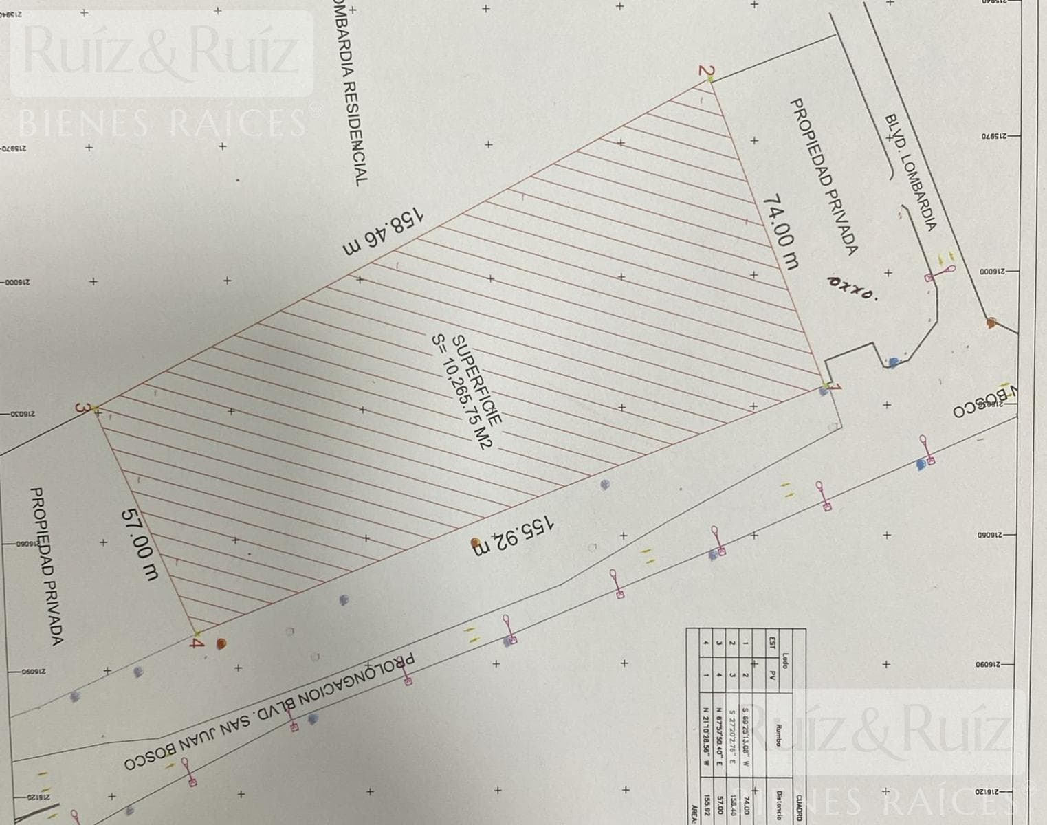 LAND FOR SALE AT THE INTERSECTION OF SAN JUAN BOSCO BOULEVARD AND 10,265.75 M2