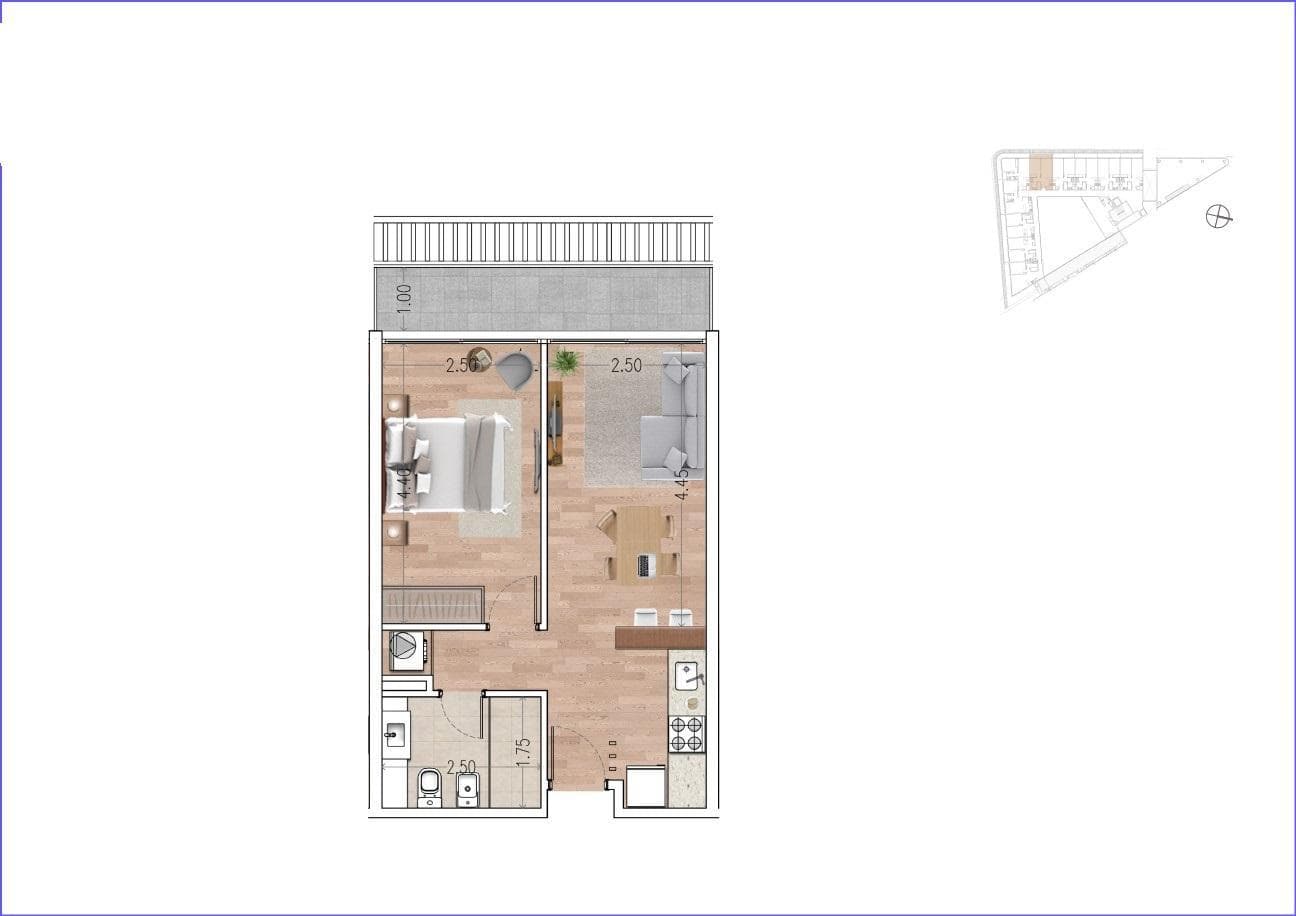 One-bedroom apartment for rent in Carrasco - 105