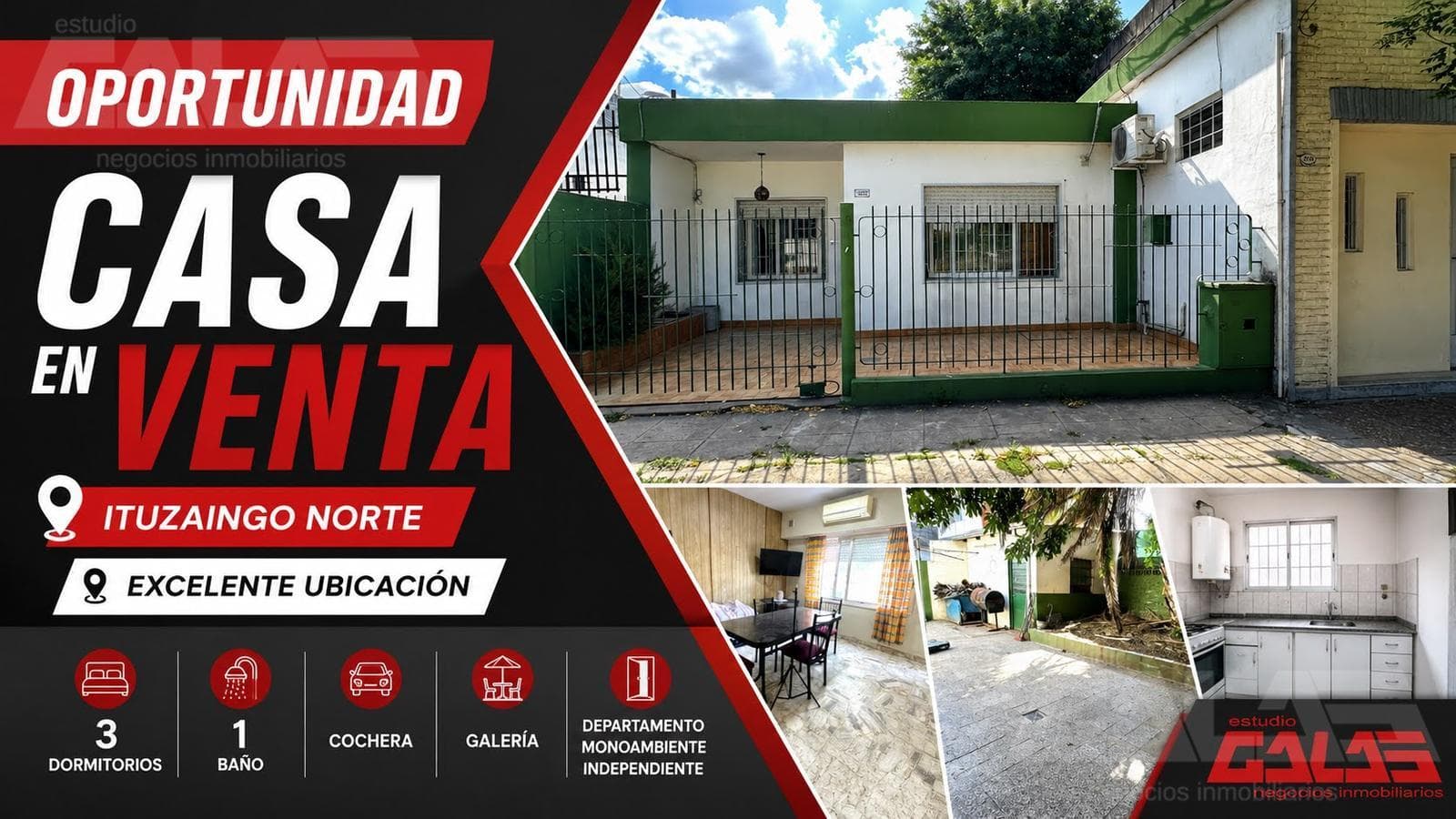 4-room house with commercial space in Ituzaingó Norte