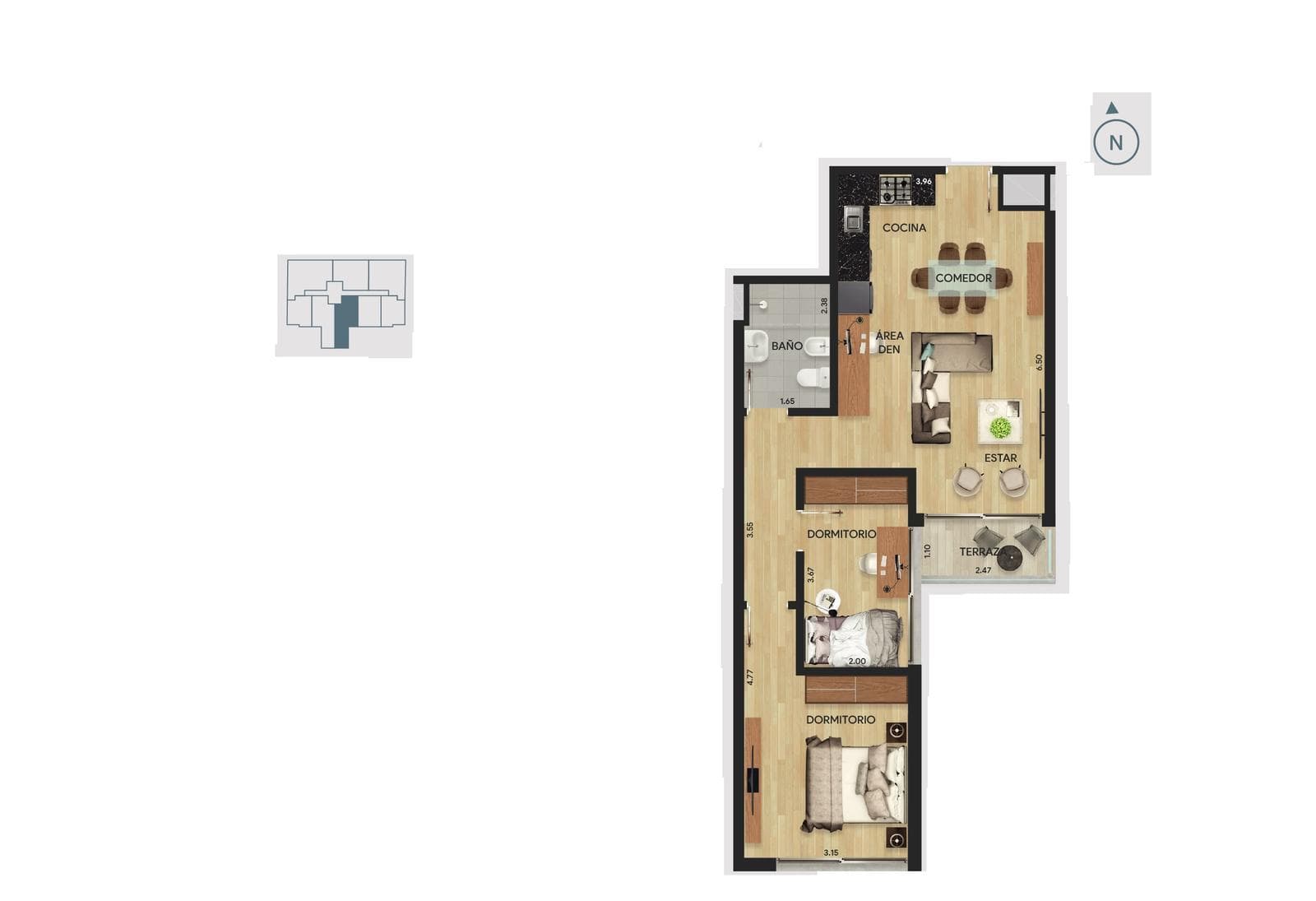 Two-bedroom apartment for sale in Parque Batlle - 1206