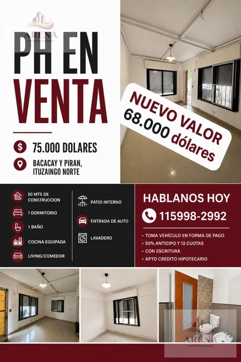 2-Room Apartment for Sale in Ituzaingó Norte—Eligible for Financing