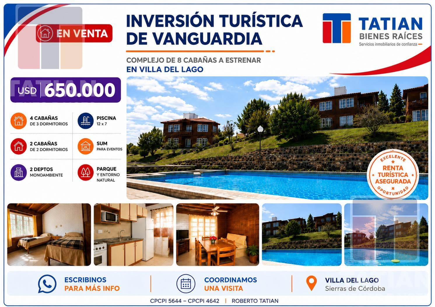 A Top-Notch Tourism Investment! Brand-New Complex of 8 Cabins in Villa del Lago