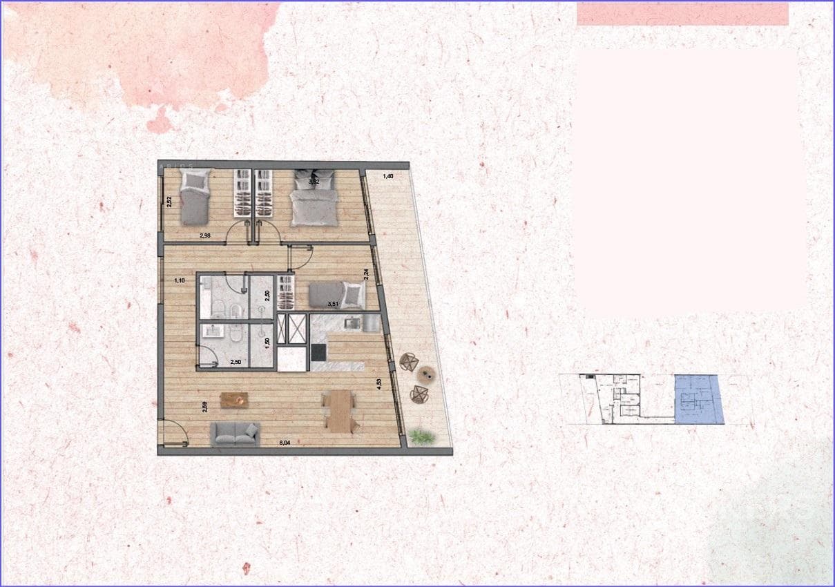 Three-bedroom penthouse apartment for sale in Pocitos - 1002