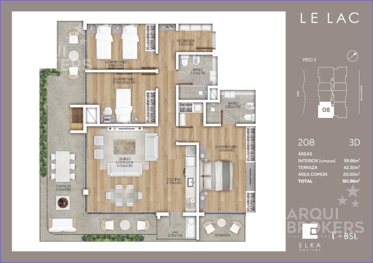 Three-bedroom apartment for sale in Parque Miramar - 208