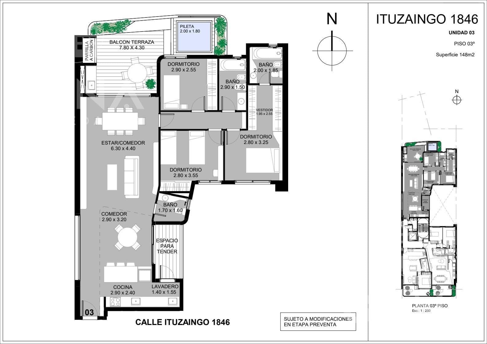 Premium 3-Bedroom Apartment for Sale with Amenities in Abasto, at 1800 Ituzaingo Street