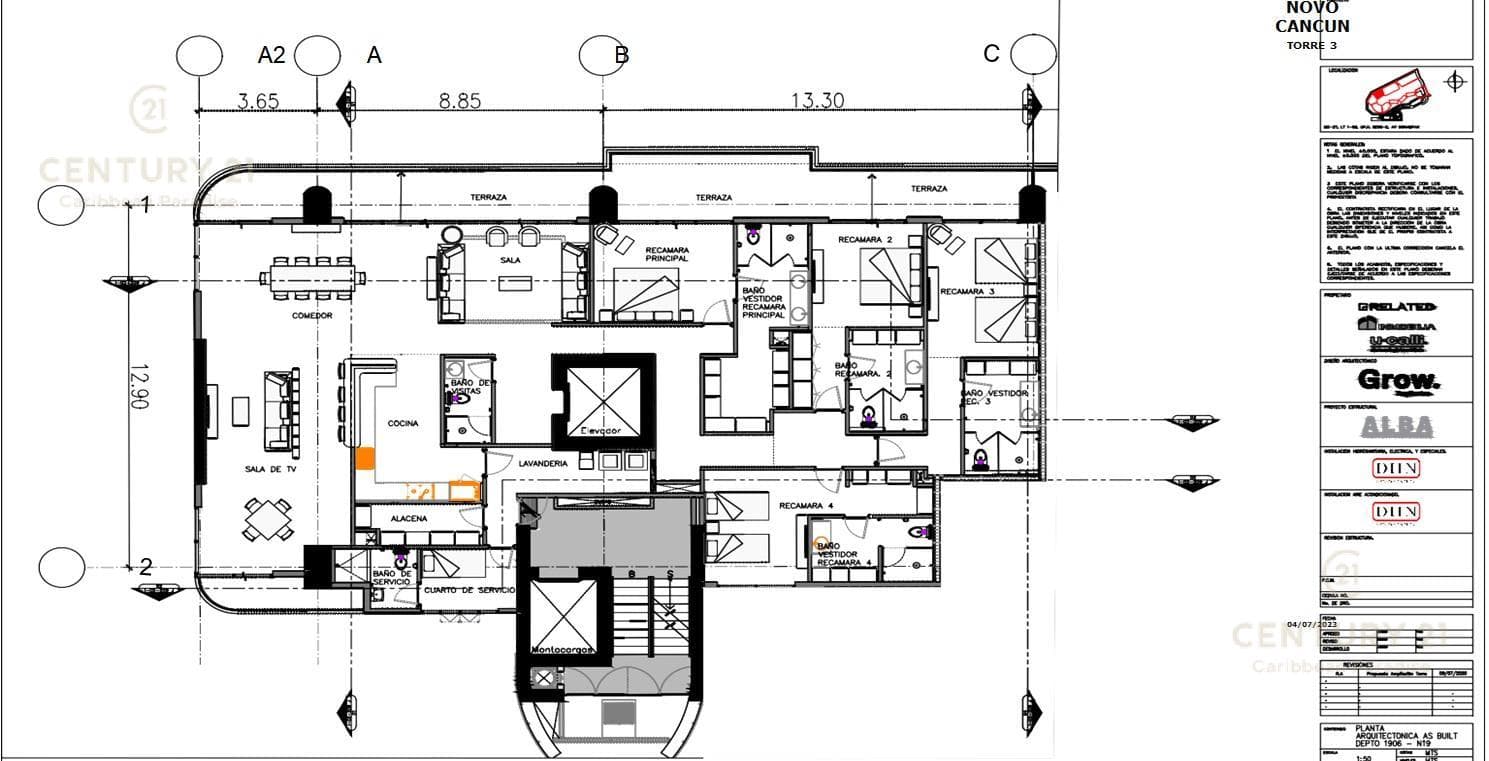 Penthouse 5 Recamaras en Venta Frente al Mar | SLS Marina Beach Puerto Cancún | P4449