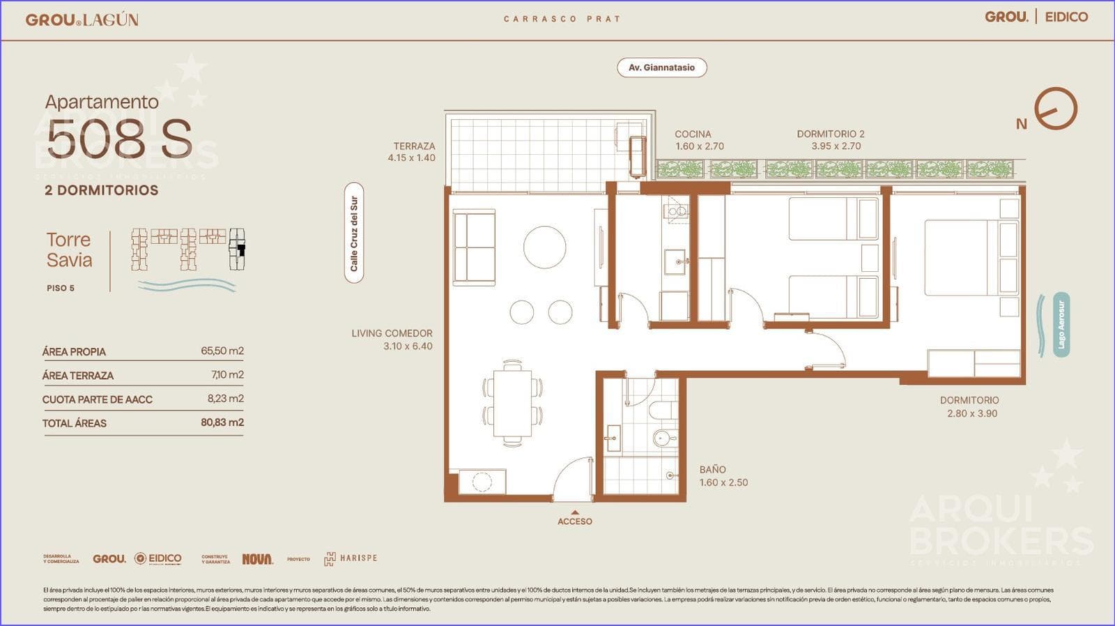 Two-bedroom apartment for sale in Carrasco Este - 508 S