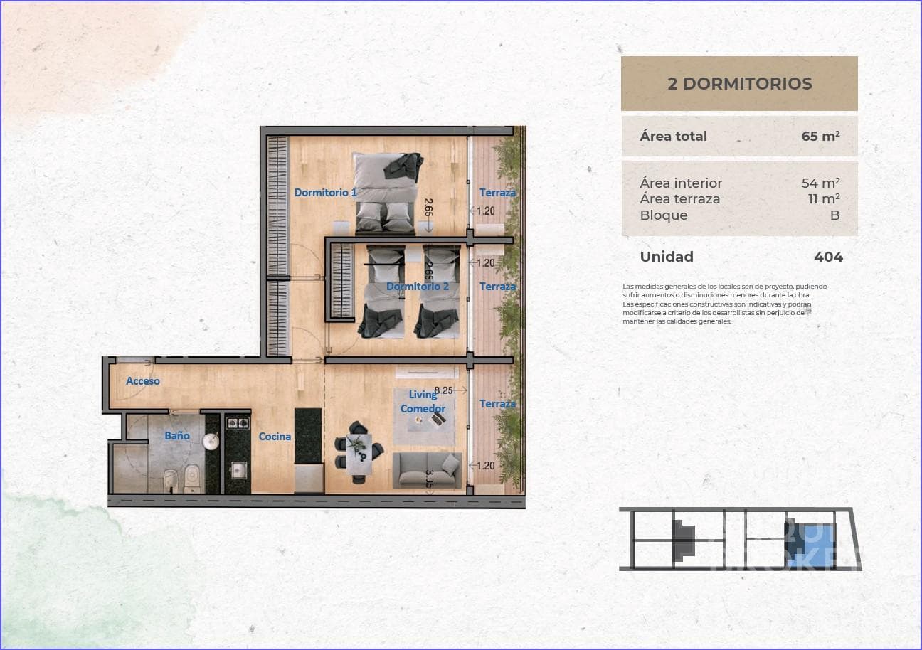 Two-Bedroom Apartment for Sale in Pocitos - 404B